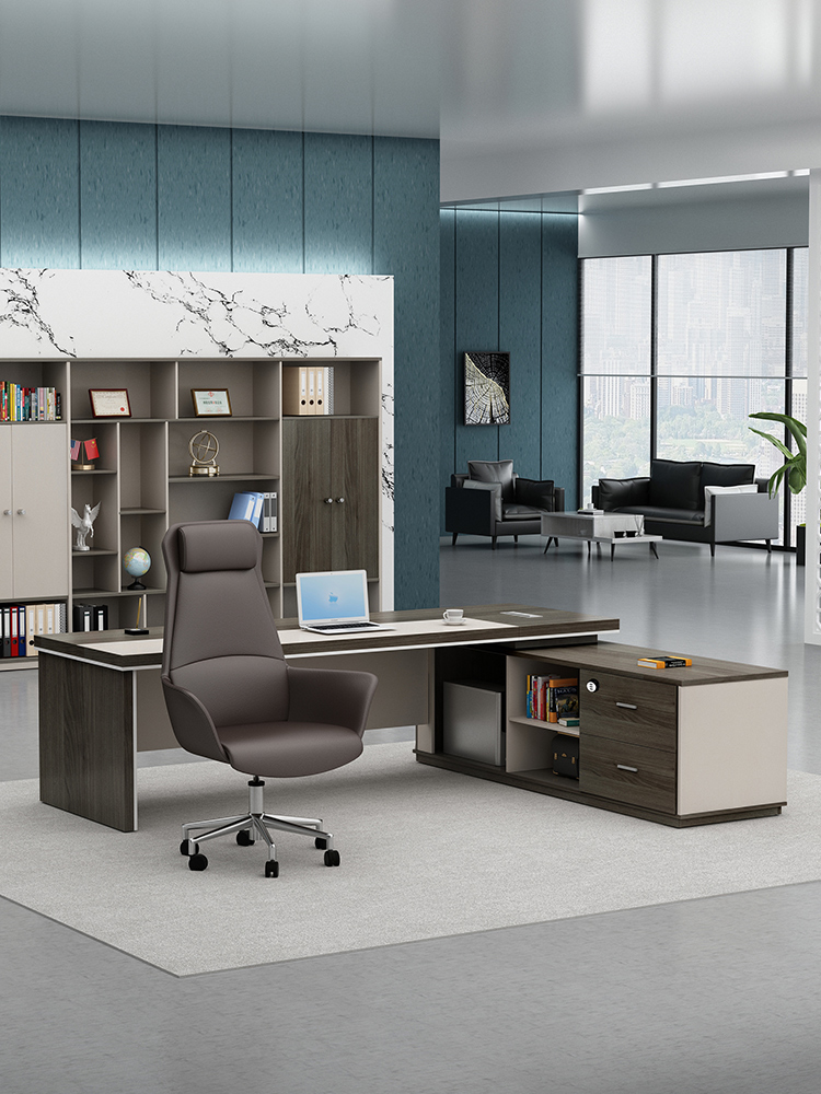 现代***办公班台桌老板办公桌椅组合