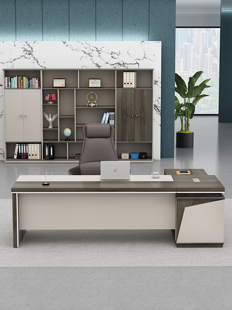 现代***办公班台桌老板办公桌椅组合